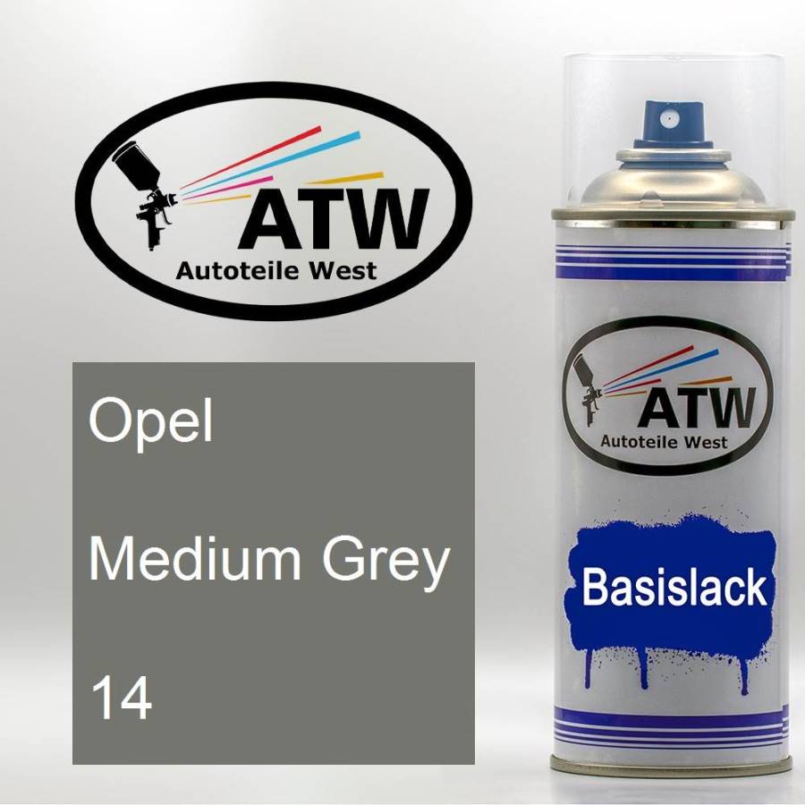 Opel, Medium Grey, 014: 400ml Sprühdose, von ATW Autoteile West.